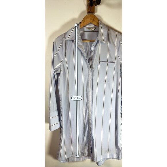 Club Monaco Strawberta Quiet Luxury Striped Shirt Dress Buttons Woman’s 6 GUC - Picture 8 of 9